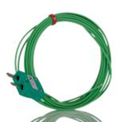 RS PRO,262-3204,K型外露结点热电偶, 探头Φ1/0.3mm x 5m, 可测+260°C, 线长5m, 微型插头接端, PFA探头