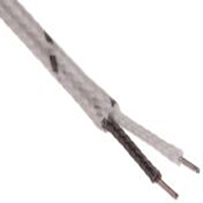 RS PRO,407-1551,J型热电偶延长线, 玻璃纤维绝缘, 20m长, 最高+600°C, 无屏蔽, 单芯