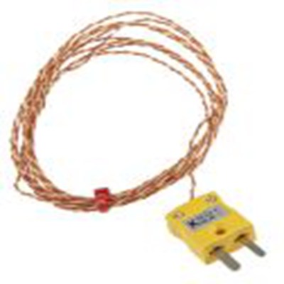 RS PRO,814-0134,K型外露结点热电偶, 探头Φ1/0.3mm x 2m, 可测+250°C, 线长2m, 微型插头接端, PFA探头