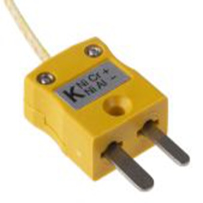 RS PRO,814-0156,K型外露结点热电偶, 探头Φ1/0.3mm x 2m, 可测+350°C, 线长2m, 微型插头接端, 玻璃纤维探头