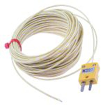 RS PRO,847-9750,K型外露结点热电偶, 探头Φ1/0.3mm x 10m, 可测+350°C, 线长10m, 微型插头接端, 玻璃纤维探头