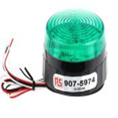 RS PRO,907-5974,闪光警示灯, 10 → 100 v 直流, 绿色透镜, 黑色外壳, Φ77mm底座, IP67
