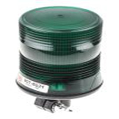 RS PRO,907-6021,闪光警示灯, 10 → 100 V 直流, 绿色透镜, 黑色外壳, Φ108mm底座, IP56