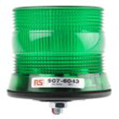 RS PRO,907-6043,闪光警示灯, 10 → 100 V 直流, 绿色透镜, 黑色外壳, Φ108mm底座, IP56
