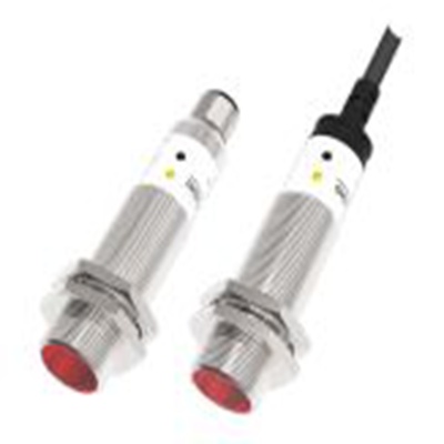 RS PRO,204-4016,背景抑制光电传感器, 圆柱形, 可检测1 m, M18 连接器连接, NPN NO+NC输出, 红光光源, 螺钉螺母
