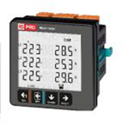 RS PRO,434-505,数字面板多功能仪表, LCD, 测量电流, 频率, 电压, 97.5 mm深, EM系列