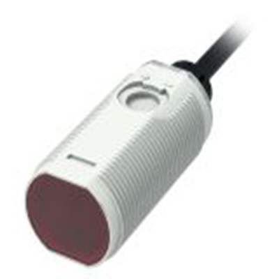 RS PRO,254-3715,背景抑制光电传感器, 圆柱形, 可检测0.1 m, 2 m电缆连接, PNP NONC输出, 红光光源, 螺钉螺母