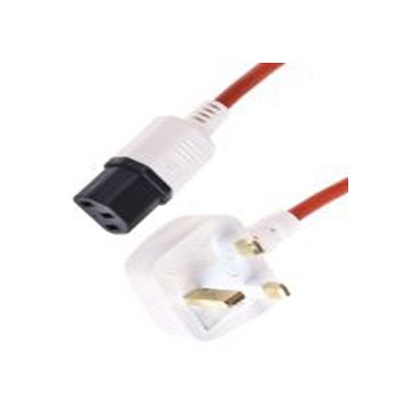 RS PRO,815-846,3 m 电源线, 250 V, IEC C13转BS1363 聚氯乙烯, 红色, 符合BASEC标准