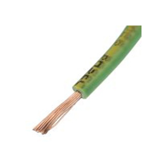 RS PRO,763-7621,绿色, 黄色 单芯 2491B 架空电缆, 1.5 mm², 100 m长 30/0.25 mm, 15 AWG 交联低烟, 750 V, 最高90 °C, H07Z-