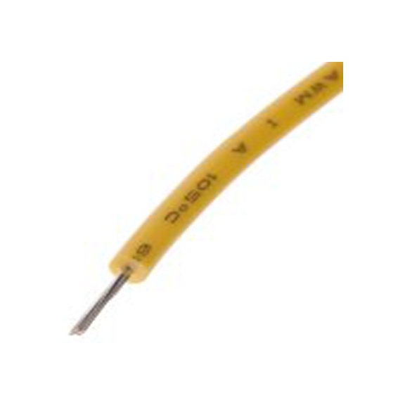 RS PRO,872-4622,黄色 绞合 安装线 架空电缆, 0.2 mm², 100 m长 11/0.16 mm, 24 AWG 聚氯乙烯, 600 V, 最高105 °C, UL1015系列
