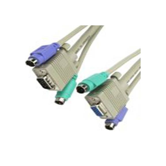 RS PRO,182-8850,RS PRO KVM 电缆, VGA 公至PS2 x 2 公/母, 5 m长, 灰色