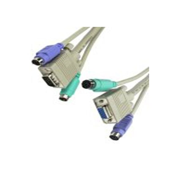 RS PRO,182-8853,RS PRO KVM 电缆, VGA 公至PS2 x 2 母插, 3 m长, 灰色