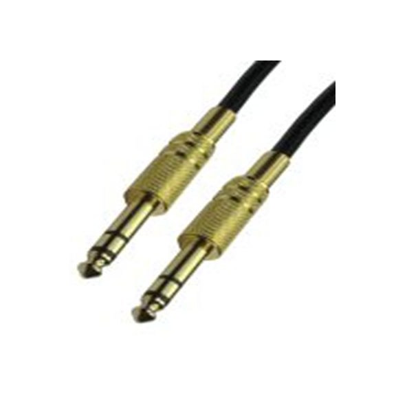 RS PRO,192-4457,RS PRO 辅助电缆, 6.35 mm 立体声插孔 公转6.35 mm 立体声插孔 公, 3 m长, 黑色, RS PRO系列