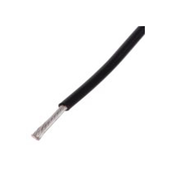 RS PRO,841-7431,黑色 设备电线 架空电缆, 0.6 mm², 100 m长 19/0.2 mm, 20 AWG 聚四氟乙烯, 600 V, 最高200 °C, Type B系列
