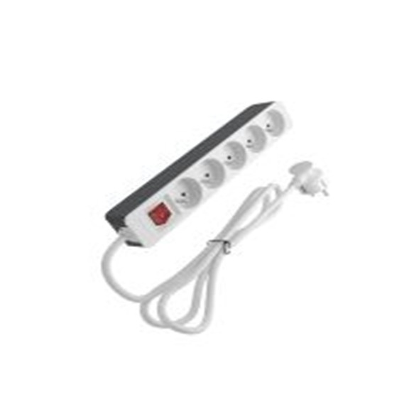 RS PRO,226-9485,白色 移动插座, 额定电压250 V, 5个 E 型插座, 电缆长4 m, IP20防护等级