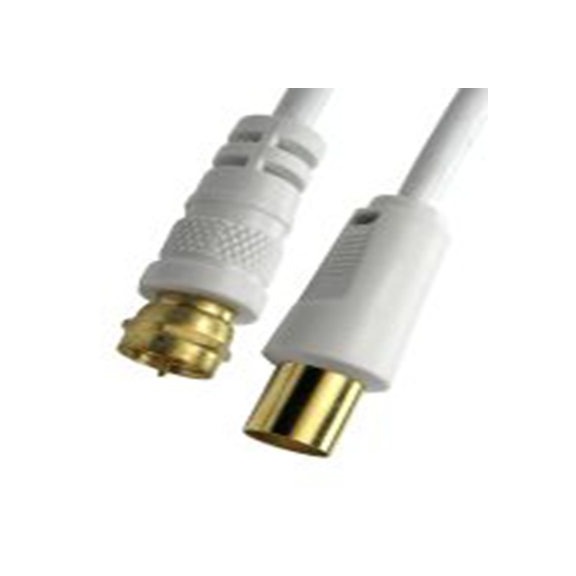 RS PRO,266-2165,F型连接器 同轴电缆, 1 m长, 75 Ω, 端接, 5.3 mm外径, 白色, F Type, F-Type, TV Aerial Connector系列