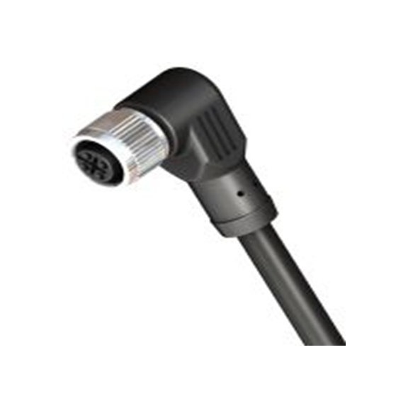 RS PRO,283-4871,RS PRO 执行器/传感器电缆, 5 m长 4, M12, 直角 母插转自由电缆端 无端接, 聚氯乙烯 黑色护套, IP40