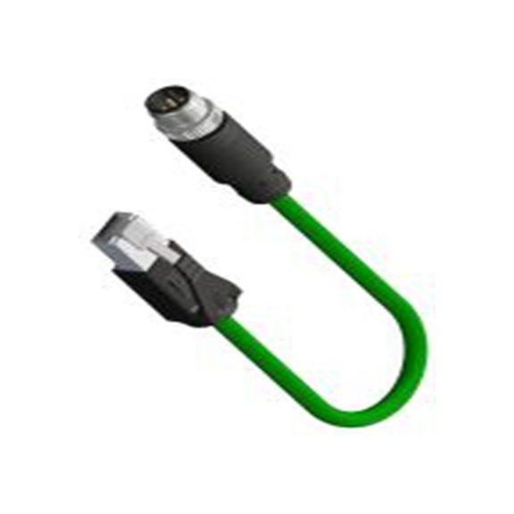 RS PRO,283-4983,RS PRO 执行器/传感器电缆, 15 m长 4, M12, 直向 公 8转M12, 直 公, 热塑性合成橡胶 绿色护套, IP40, CDM12S4D-MRJ45系