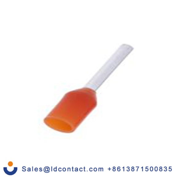 RS PRO,458-746,绝缘 压接靴带套圈, 橙色, Φ1.3 mm x 8 mm引脚, 最大电线尺寸 20 AWG, 总长14 mm