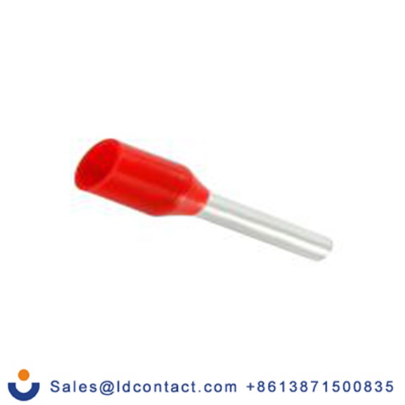 RS PRO,178-7308,绝缘 压接靴带套圈, 红色, Φ2 mm x 8 mm引脚, 最大电线尺寸 16 AWG, 总长14.3 mm