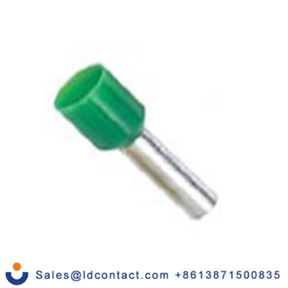 RS PRO,178-7283,绝缘 压接靴带套圈, 绿色, Φ1.1 mm x 6 mm引脚, 最大电线尺寸 22 AWG, 总长10.4 mm