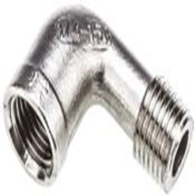 RS PRO,499-3300,90° 弯头 不锈钢管件, 带螺纹 6.35 mm 母插接带螺纹 6.35 mm 公, 圆形