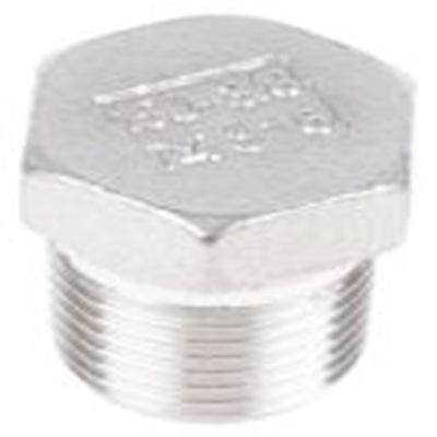 RS PRO,499-3401,插头 不锈钢管件, 带螺纹 9.53 mm 公, 19.558 mm长, 六角