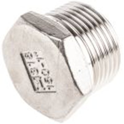 RS PRO,499-3489,直 插头 不锈钢管件, 带螺纹 25.4 mm 公, 26.924 mm长, 六角