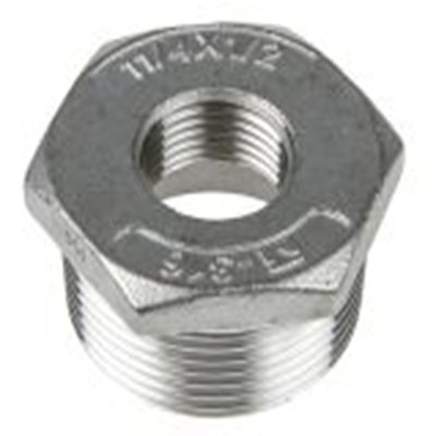 RS PRO,499-3552,直 衬套 不锈钢管件, R, 带螺纹 31.75 mm 公接G接带螺纹 12.7 mm 母插, 29.97 mm长, 六角