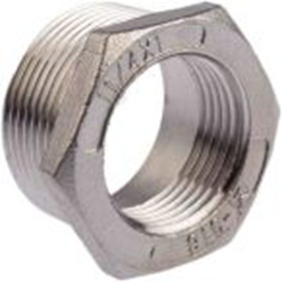 RS PRO,499-3574,直 衬套 不锈钢管件, 带螺纹 31.75 mm 公接带螺纹 25.4 mm 母插, 29.972 mm长, 六角
