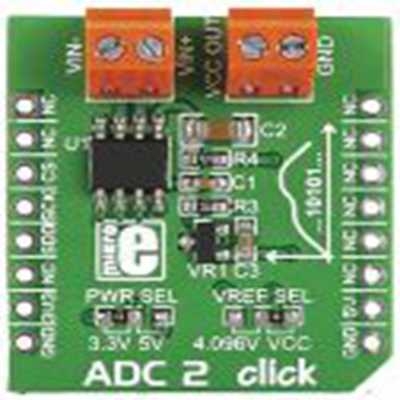 MikroElektronika,MIKROE-1893,MikroElektronika  模数转换器 (ADC), MIKROE-1893 转化器模块, ADC2 Click 信号转换开发套件, 