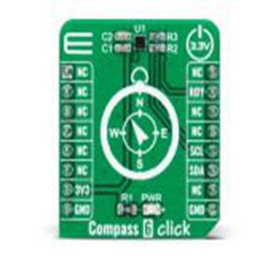 MikroElektronika,MIKROE-4796,MikroElektronika  罗盘6点阵 附加板, 3D 磁性传感器, HSCDTD008A芯片, 用于MikroBUS