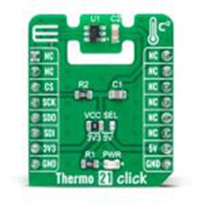 MikroElektronika,MIKROE-4879,MikroElektronika  温度21点阵 附加板, 温度传感器, ADT7301芯片, 用于MikroBUS