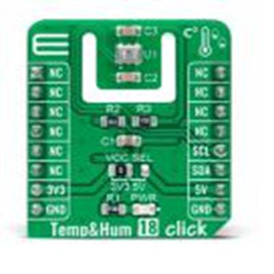 MikroElektronika,MIKROE-4892,MikroElektronika  温度和湿度18点阵 附加板, 温度和湿度传感器, HS3003芯片, 用于MikroBUS