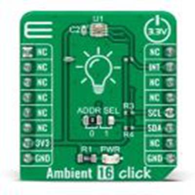 MikroElektronika,MIKROE-4933,MikroElektronika  环境16点阵 附加板, 环境光传感器, BH1726NUC芯片, 用于MikroBUS