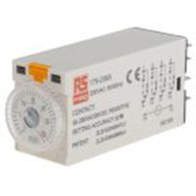 RS PRO,179-2965,计时器继电器, 公安装, 1 min, 30 min范围, 4触点 230 V ac, 1功能, 四刀双掷时间范围