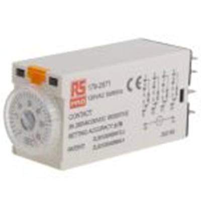 RS PRO,179-2971,计时器继电器, Plug‑In Timer Relay系列, 公安装, 0.2 s, 5 min范围, 4触点 24 V dc, 1功能, 四刀双掷时间范围