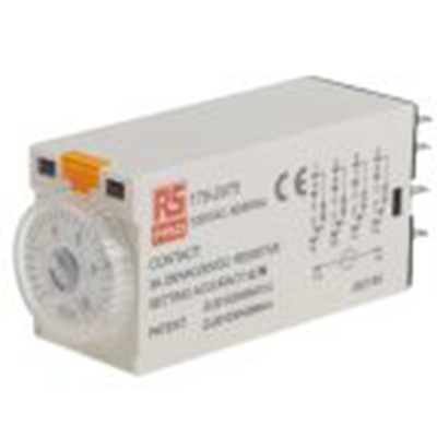 RS PRO,179-2975,计时器继电器, TKB系列, 0.5 to 10 min范围, 4触点 110V 交流, 1功能, 四刀双掷时间范围