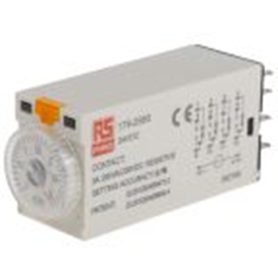 RS PRO,179-2983,计时器继电器, TKB系列, 0.1 to 3 min范围, 4触点 24 V dc 24V 交流, 1功能, 四刀双掷时间范围