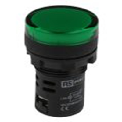 RS PRO,763-7918, 绿色 圆形 指示灯, Φ22 mm开孔, LED, 24 V ac/dc, 20 mA, 聚碳酸脂主体, 面板安装, IP65 LEDtec系列