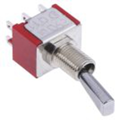 RS PRO,394-419, 扳钮开关, 双刀双掷, 接通 -（接通）操作, 5 A 28 V dc, 面板安装, 焊接端子