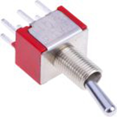 RS PRO,401-680, 扳钮开关, 双刀双掷, 接通 -（接通）操作, 5 A 28 V dc, PCB安装, 焊接端子