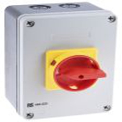 RS PRO,466-223, 3 隔离开关, 4极, DIN 导轨安装 63 A, IP65 22 kW, 红色把手