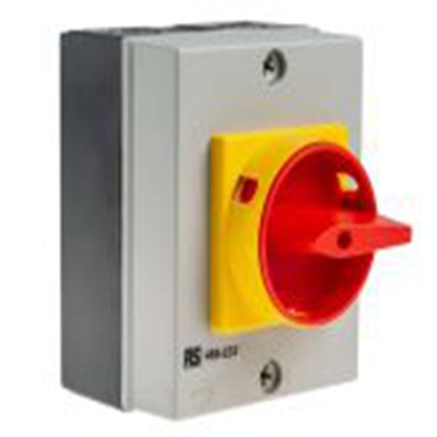 RS PRO,466-233, 3 隔离开关, 4极, DIN 导轨安装 25 A, IP65 11 kW, 红色把手