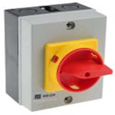 RS PRO,466-239, 3 隔离开关, 4极, DIN 导轨安装 40 A, IP65 15 kW, 红色把手
