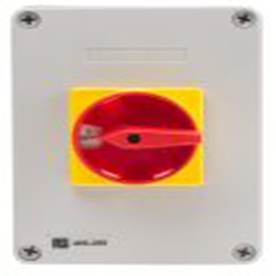 RS PRO,466-289, 3 隔离开关, 3极, DIN 导轨安装 80 A, IP65 30 kW, 红色把手