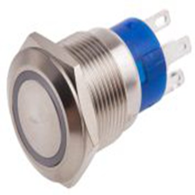 RS PRO,111-3769, 照明 按钮开关, Φ19.2 mm开孔, 面板安装, 瞬时型操作, 黄色LED, 单刀双掷, IP40 12 V dc 250 V 交流