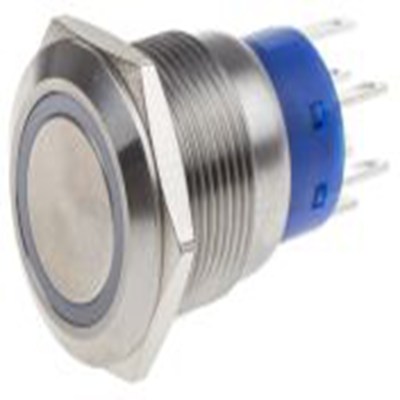 RS PRO,111-3771, 照明 按钮开关, Φ19.2 mm开孔, 面板安装, 瞬时型操作, 黄色LED, 双刀双掷, IP40 250 V 交流
