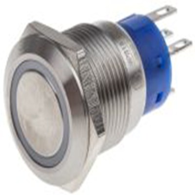 RS PRO,111-3779, 照明 按钮开关, Φ19.2 mm开孔, 面板安装, 闭锁操作, 白色LED, 单刀双掷, IP40 12 V dc 250 V 交流
