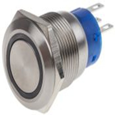 RS PRO,111-3881, 照明 按钮开关, Φ19.2 mm开孔, 面板安装, 闭锁操作, 黄色LED, 单刀双掷, IP40 12 V dc 250 V 交流